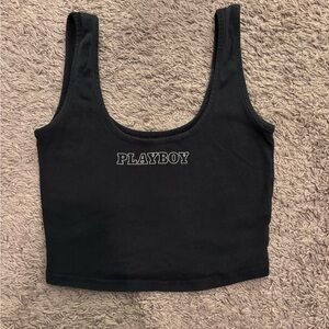 PLAYBOY Classic Black Crop Top